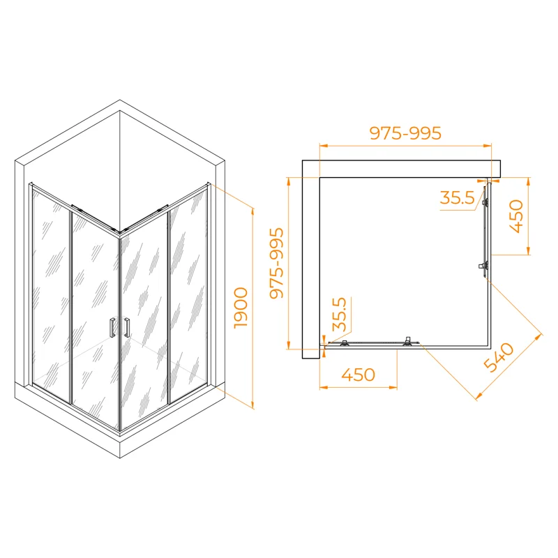 Душевой уголок RGW Passage 02083100-11 100x100 стекло прозрачное 6 мм