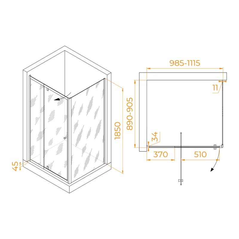 Душевой уголок RGW Passage 41084409-014 100x90 стекло прозрачное 6 мм
