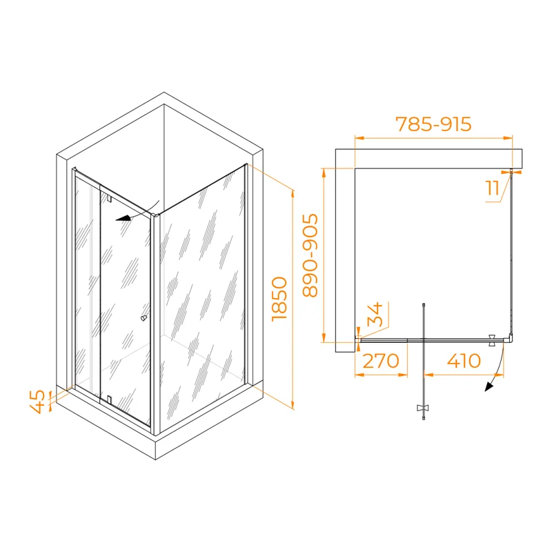 Душевой уголок RGW PA-44 (PA-02 + Z-050-1)