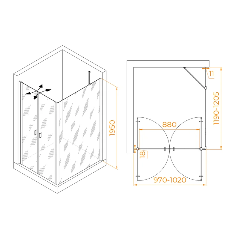 Душевой уголок RGW Passage 060814402-14 100x120 стекло прозрачное 6 мм