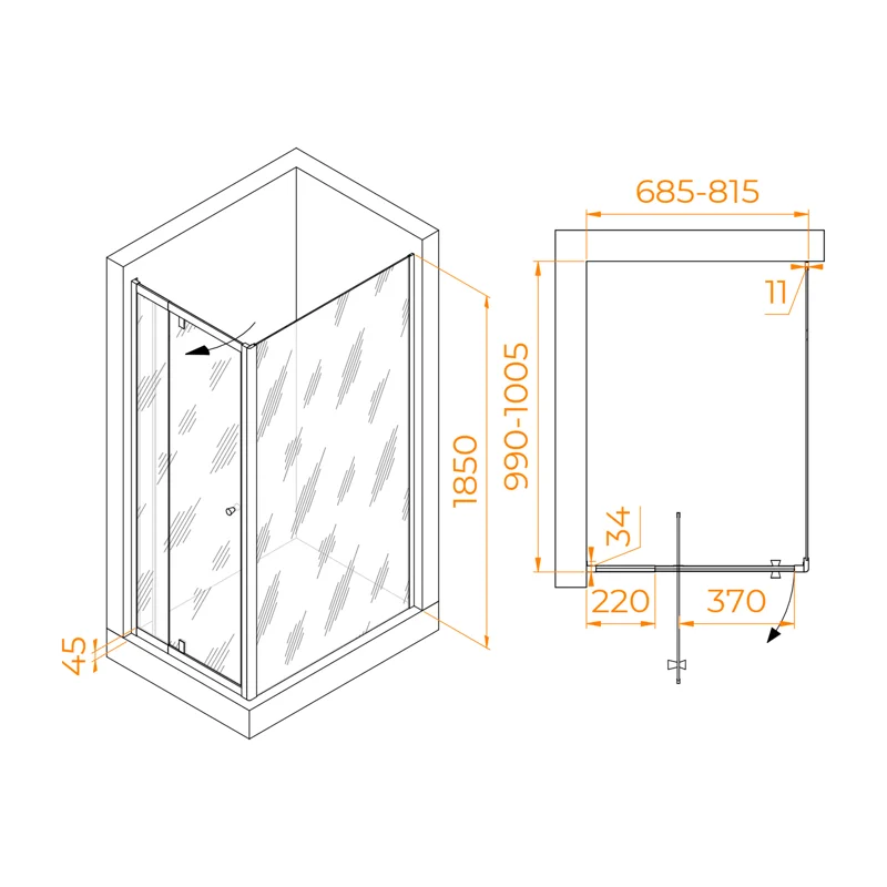 Душевой уголок RGW Passage 41084470-014 70x100 стекло прозрачное 6 мм