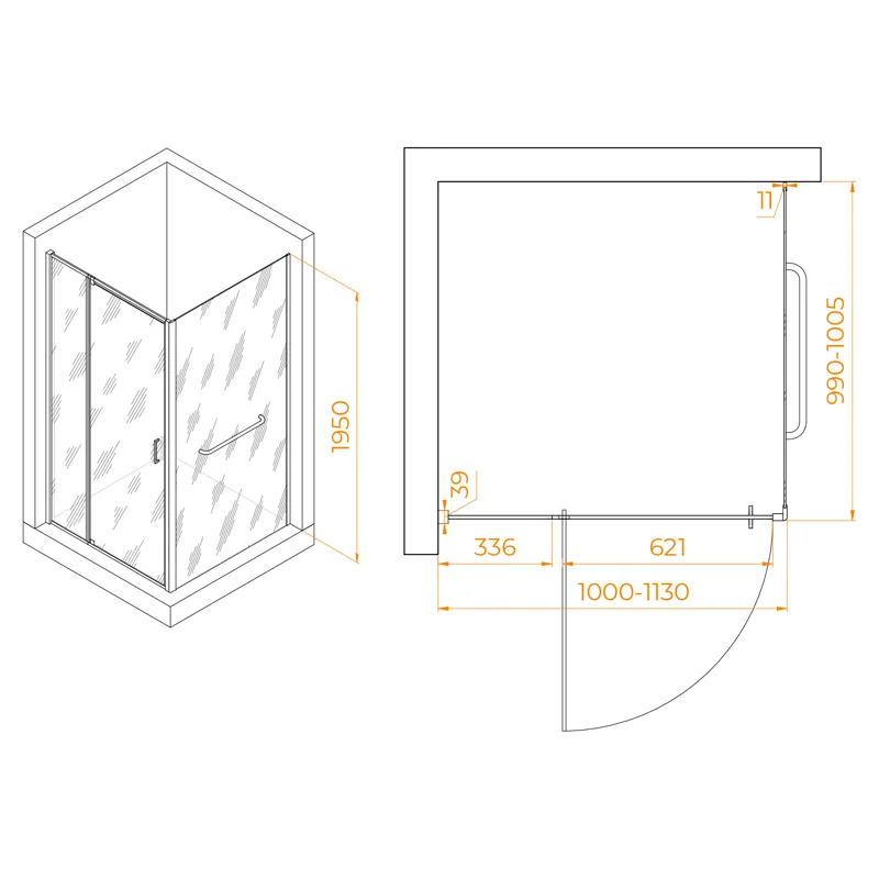 Душевой уголок RGW Passage 3508078100-11 100x100 стекло прозрачное 6 мм