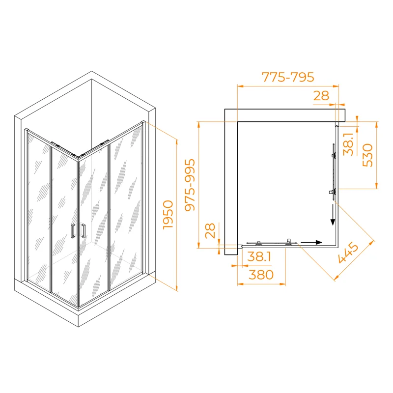 Душевой уголок RGW Passage 030824680-11 80x100 стекло прозрачное 6 мм