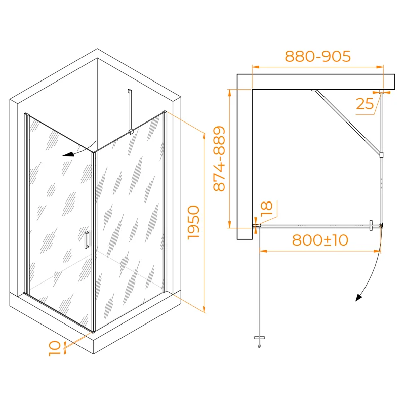 Душевой уголок RGW LE-034 (LE-003 + Z-14)