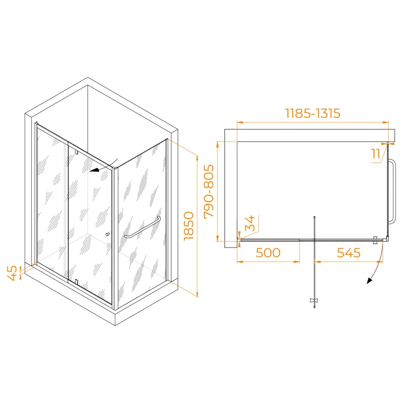 Душевой уголок RGW Passage 410844128-011 120x80 стекло прозрачное 6 мм
