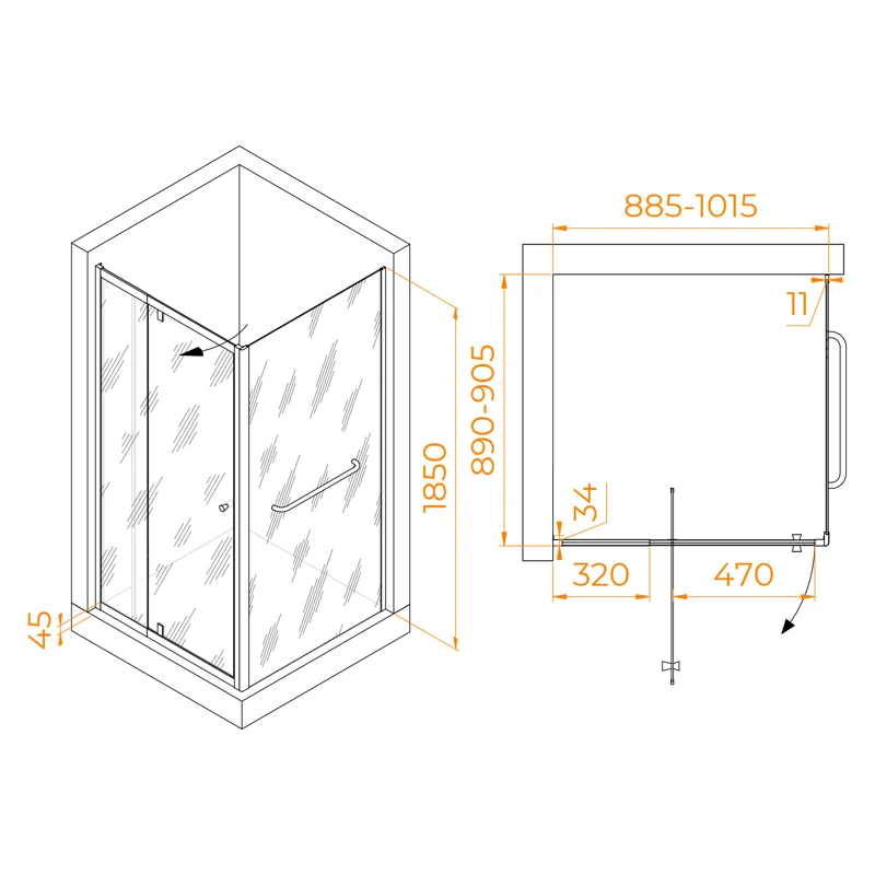 Душевой уголок RGW Passage 410832199-011 90x90 стекло прозрачное 6 мм