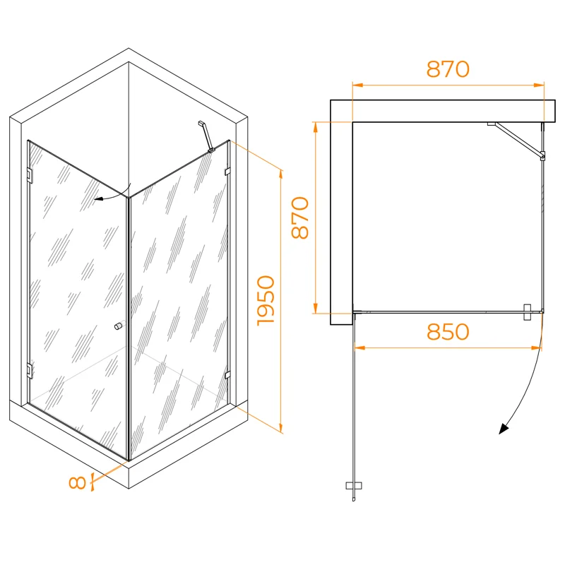 Душевой уголок RGW Hotel 35063499-11 90x90 стекло прозрачное 8 мм