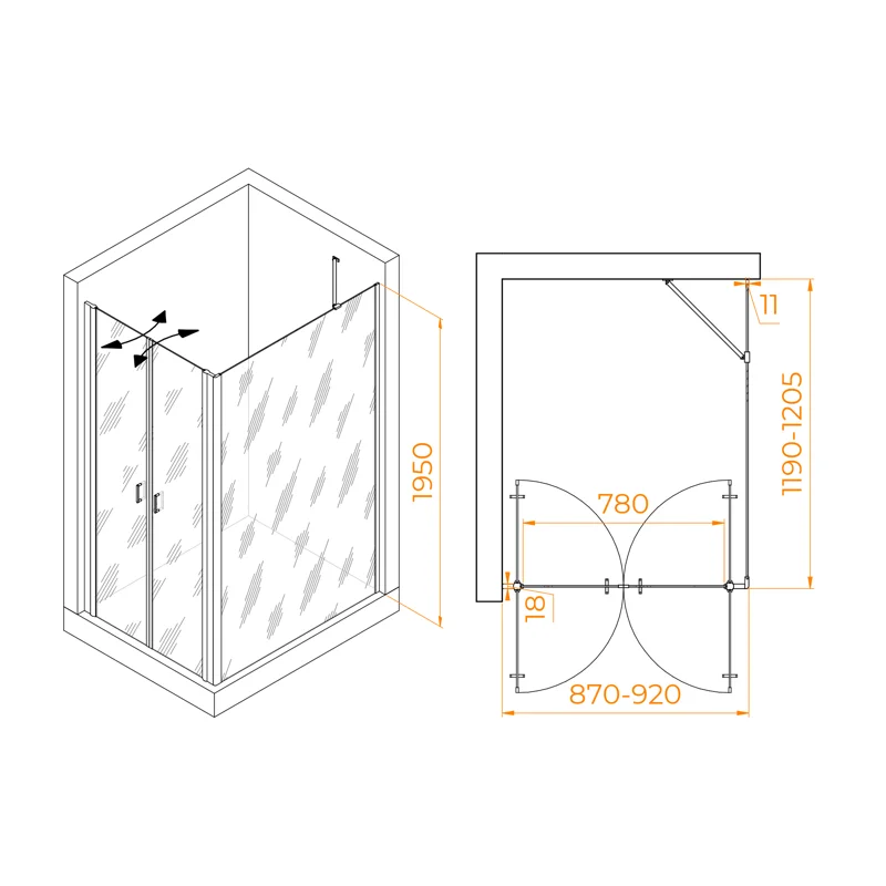 Душевой уголок RGW Passage 060814492-14 90x120 стекло прозрачное 6 мм