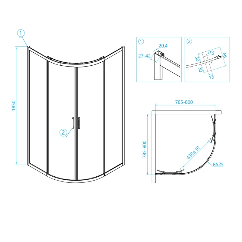 Душевой уголок RGW Classic CL-53 80х80 06095388-11 профиль Хром стекло прозрачное