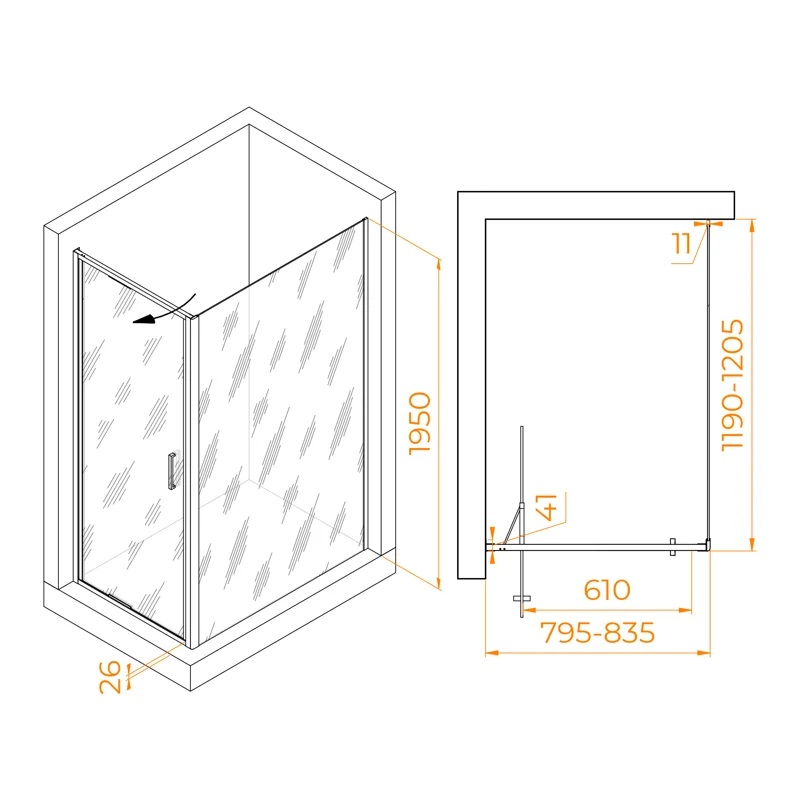Душевой уголок RGW Stilvoll 703214582-14 80x120 стекло прозрачное 8 мм