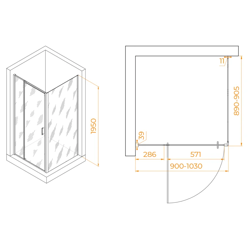Душевой уголок RGW Passage 350807899-14 90x90 стекло прозрачное 6 мм