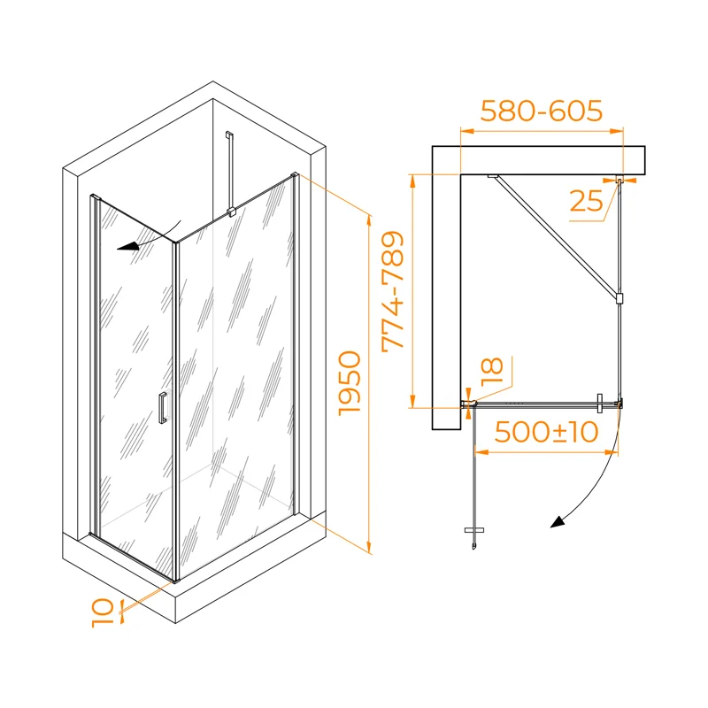 Душевой уголок RGW LE-034 (LE-003 + Z-14)
