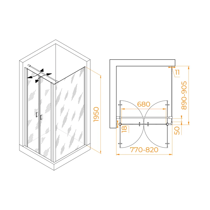 Душевой уголок RGW Passage 060814489-011 80x90 стекло прозрачное 6 мм