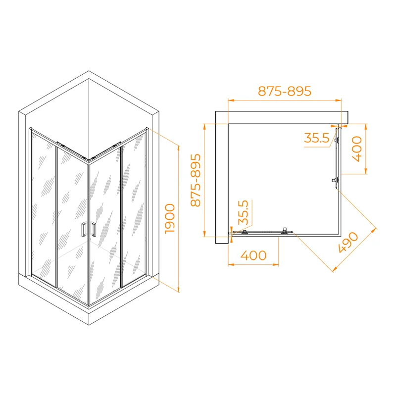 Душевой уголок RGW Passage 02083199-11 90x90 стекло прозрачное 6 мм
