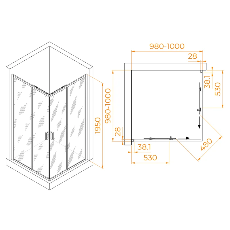 Душевой уголок RGW Passage PA-39 100x100 03083900-11 профиль Хром стекло прозрачное