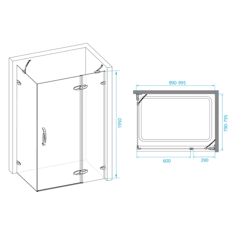 Душевой уголок RGW SA-41, 02034180-11, 80 х 100 см прямоугольный, стекло прозрачное, хром/красный
