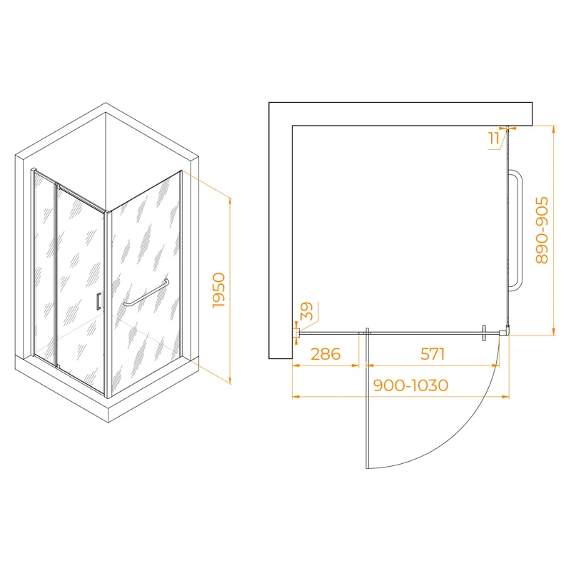 Душевой уголок RGW Passage 3508078199-14 90x90 стекло прозрачное 6 мм