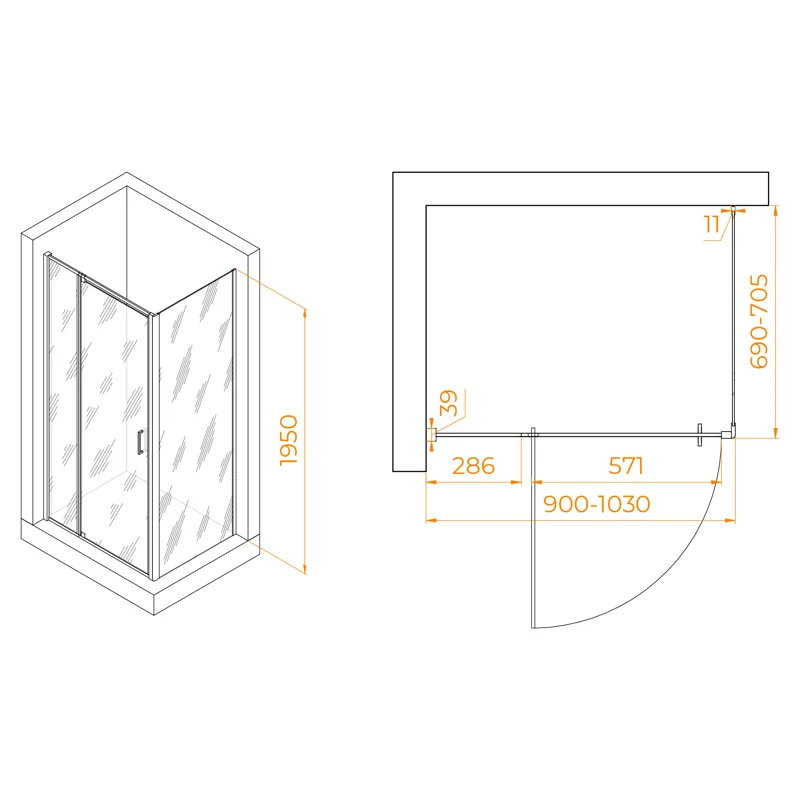 Душевой уголок RGW Passage 350807897-14 90x70 стекло прозрачное 6 мм