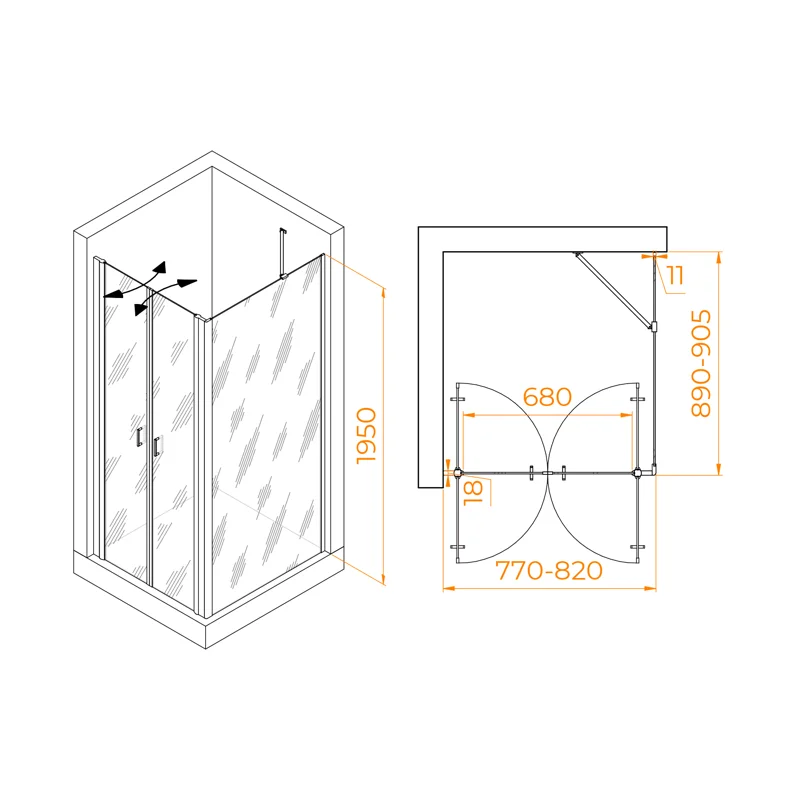 Душевой уголок RGW Passage 060814489-14 80x90 стекло прозрачное 6 мм