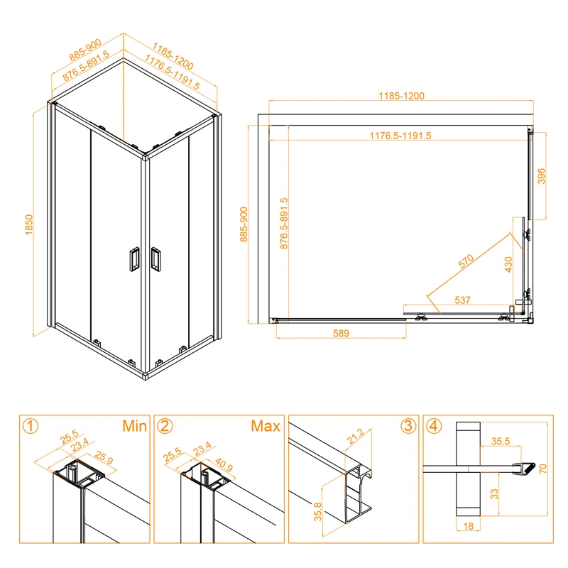 Душевой уголок RGW Classic CL-44B 120х90 32094492-14 профиль Черный стекло прозрачное