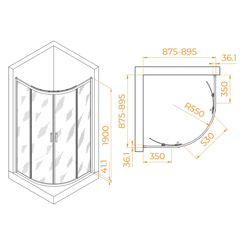 Душевой уголок RGW Passage PA-51B 90x90 02085199-14 профиль Черный стекло прозрачное