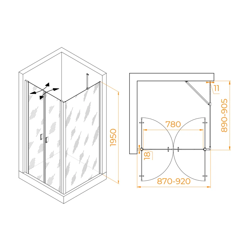 Душевой уголок RGW Passage 060813499-11 90x90 стекло прозрачное 6 мм