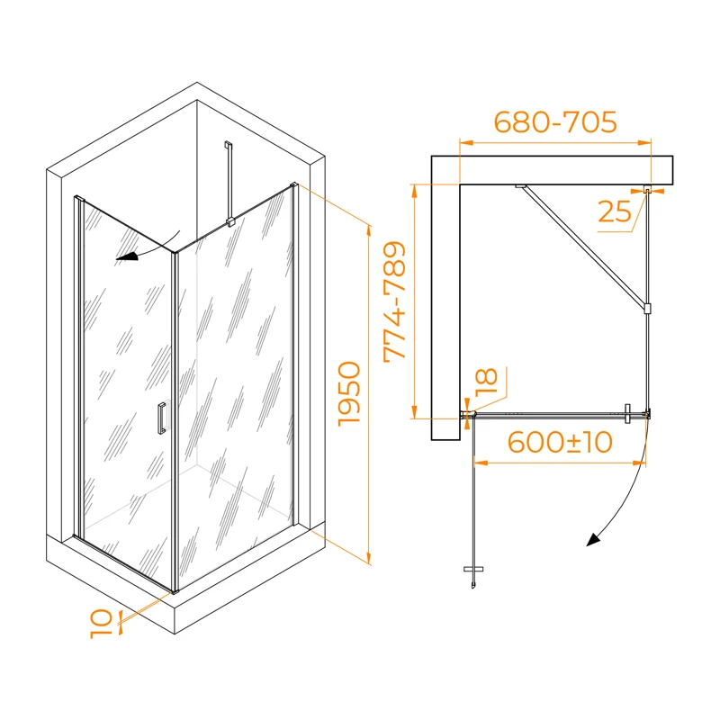 Душевой уголок RGW Leipzig 06123478-11 70x80 стекло прозрачное 6 мм