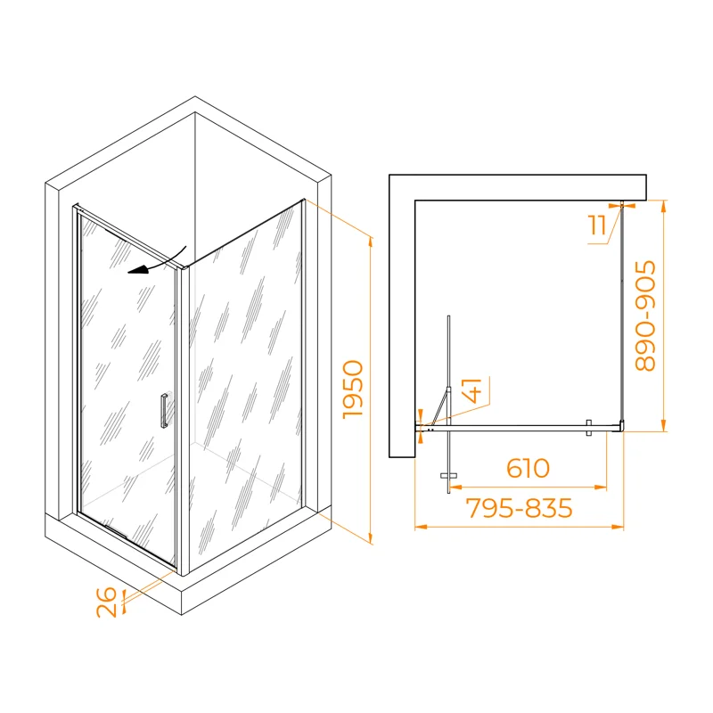 Душевой уголок RGW Stilvoll 703214589-14 80x90 стекло прозрачное 8 мм