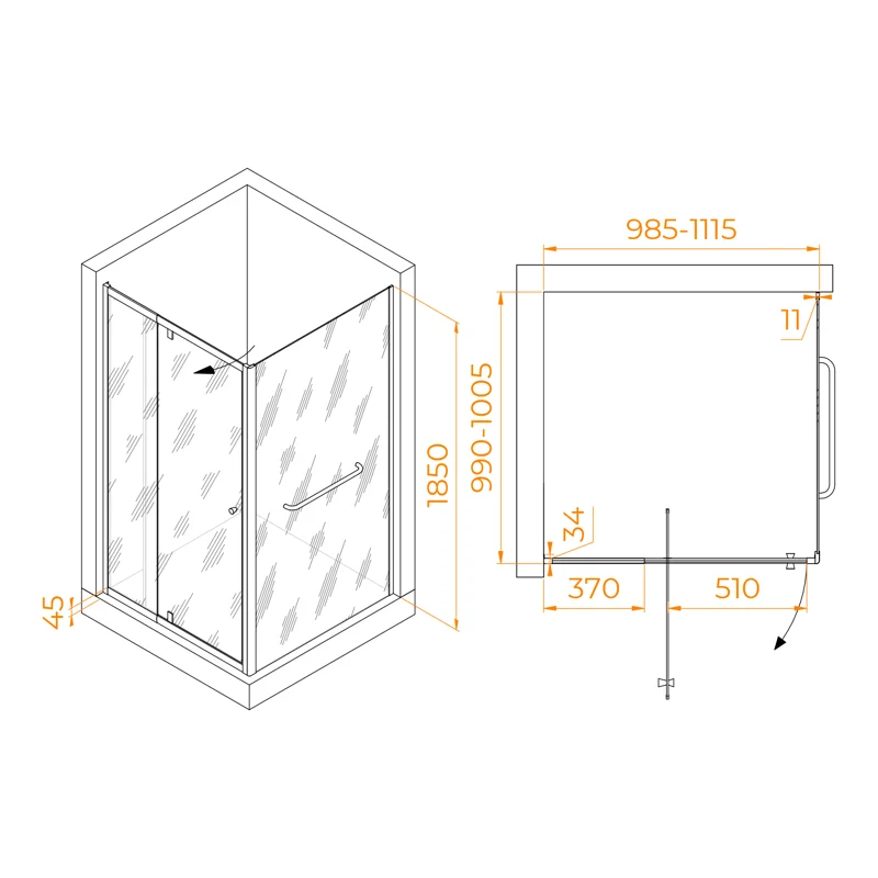 Душевой уголок RGW Passage 410832100-011 100x100 стекло прозрачное 6 мм
