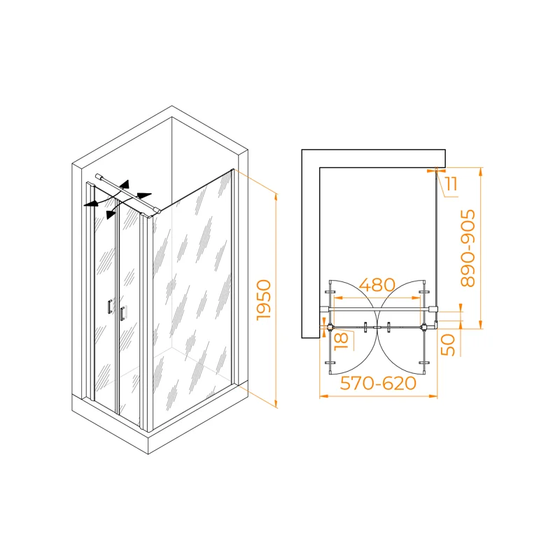 Душевой уголок RGW Passage 060814469-011 60x90 стекло прозрачное 6 мм