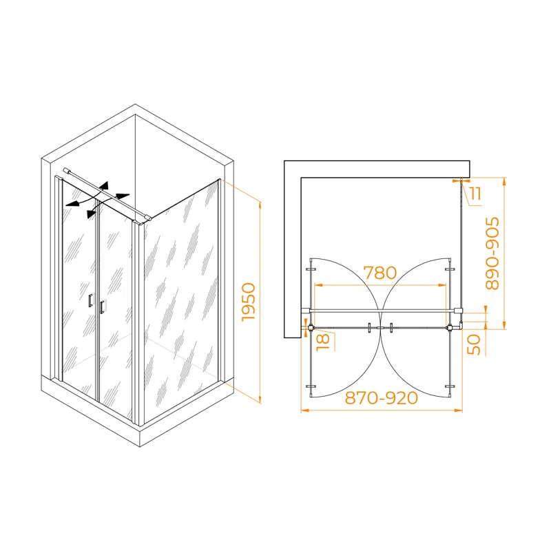 Душевой уголок RGW Passage 060813499-011 90x90 стекло прозрачное 6 мм