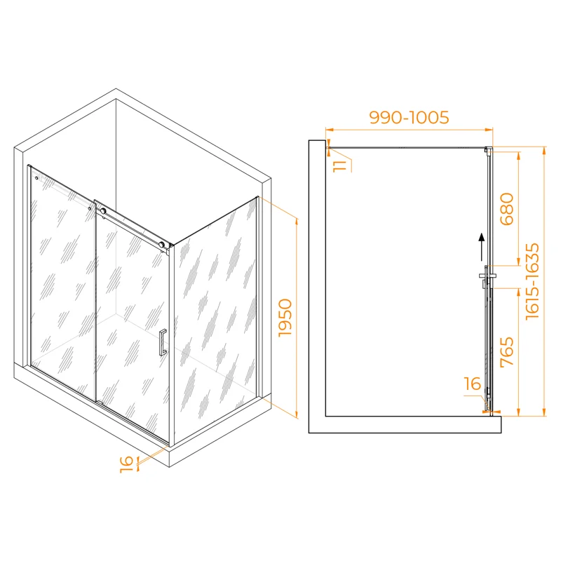 Душевой уголок RGW Tornado 02074460-11 160x100 стекло прозрачное 8 мм