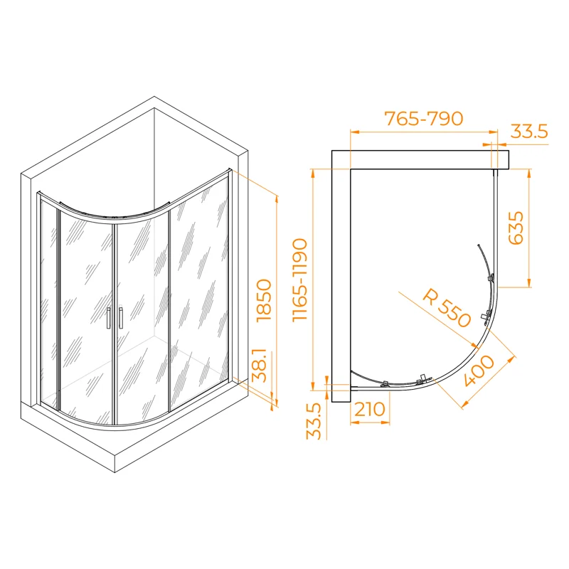 Душевой уголок RGW Passage PA-61 120х80 41086182-11 профиль Хром стекло прозрачное