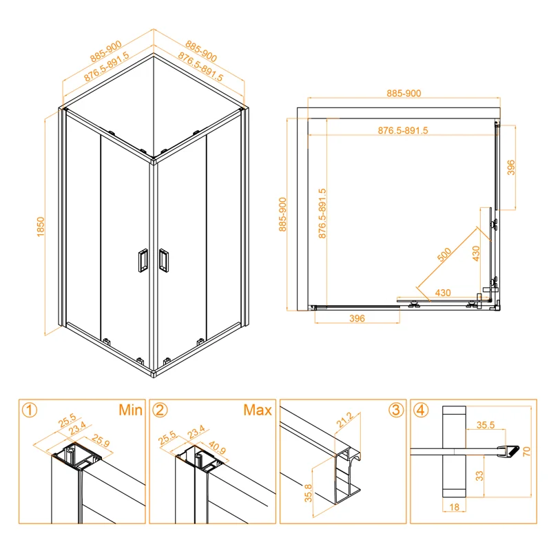 Душевой уголок RGW Classic CL-34B 90х90 32093499-14 профиль Черный стекло прозрачное