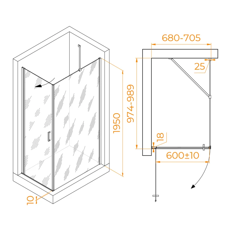 Душевой уголок RGW Leipzig 06123470-11 70x100 стекло прозрачное 6 мм
