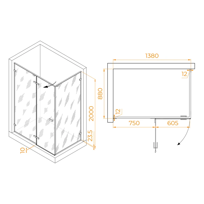 Душевой уголок RGW Stilvoll 353204049-14 140x90 стекло прозрачное 8 мм