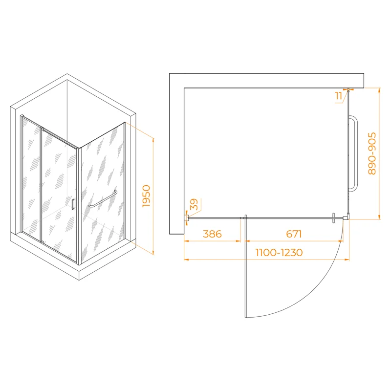 Душевой уголок RGW Passage 3508078119-14 110x90 стекло прозрачное 6 мм