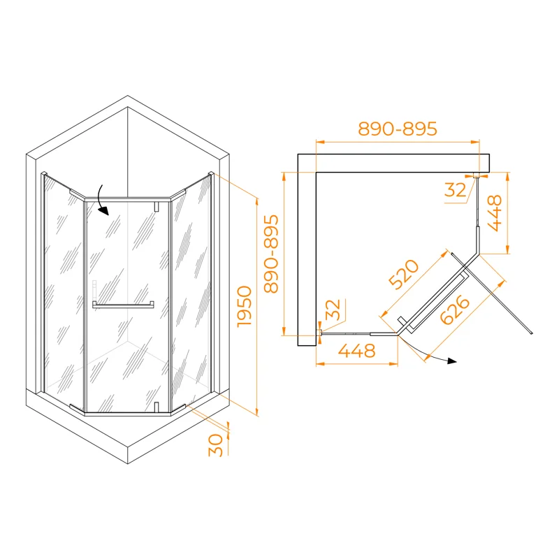 Душевой уголок RGW Hotel HO-081 90х90 350608199-21 профиль Хром стекло матовое-сатинат