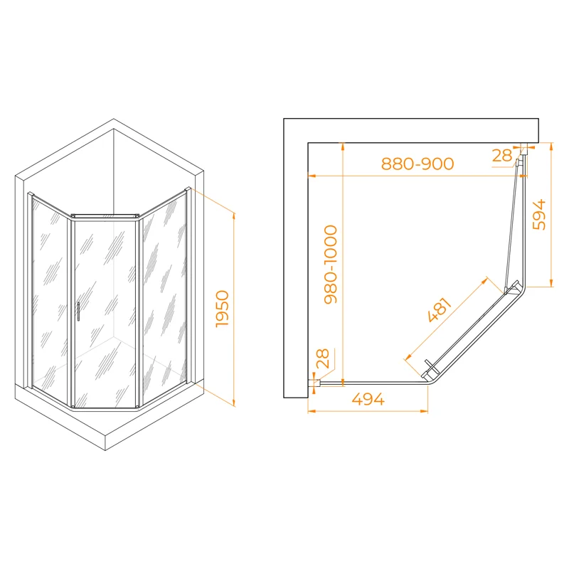 Душевой уголок RGW Passage 38088690-111 90x100 стекло прозрачное 6 мм