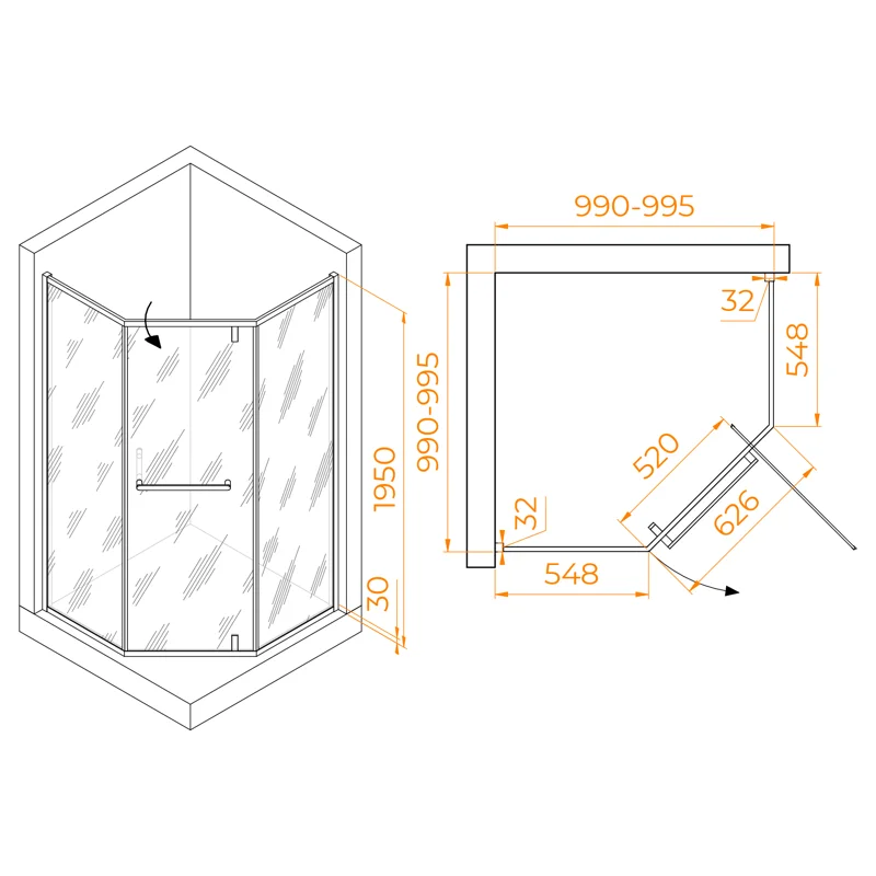 Душевой уголок RGW Hotel HO-084Gb 100x100 350608400-026 профиль Золото брашированное стекло матовое-сатинат