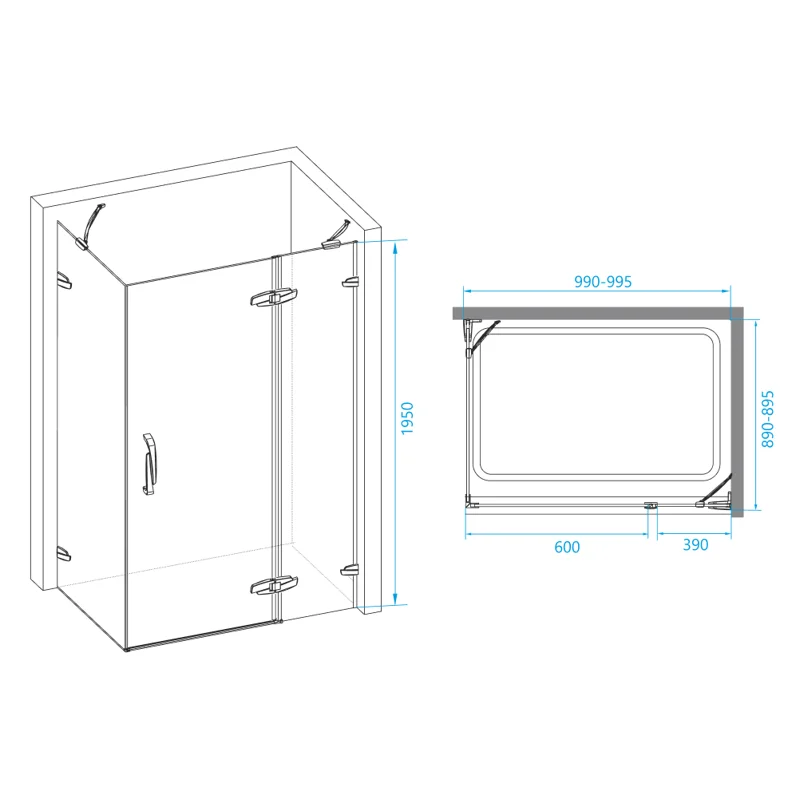 Душевой уголок RGW SA-41 90х100х195 02034190-11, Хром, Прозрачное