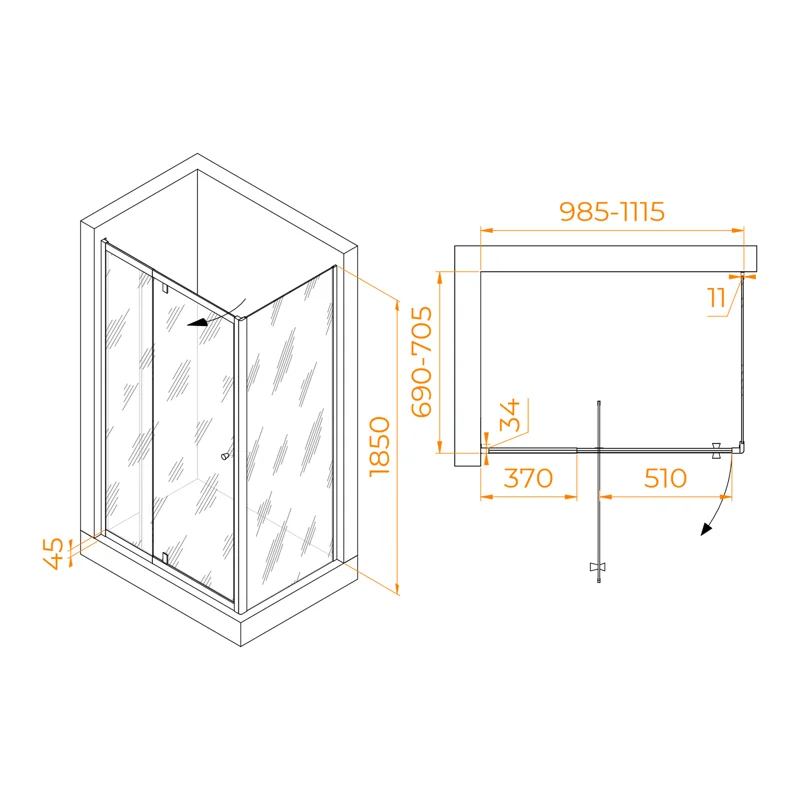 Душевой уголок RGW Passage 41084407-014 100x70 стекло прозрачное 6 мм