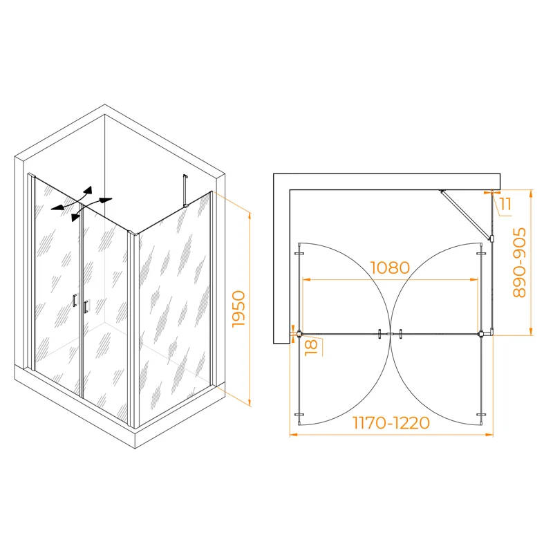Душевой уголок RGW Passage 060814429-14 120x90 стекло прозрачное 6 мм