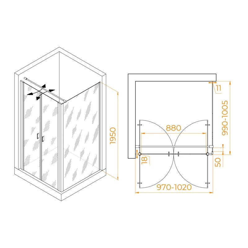 Душевой уголок RGW Passage 060813400-011 100x100 стекло прозрачное 6 мм