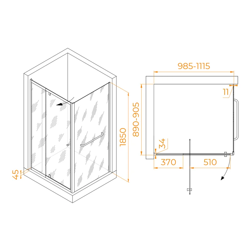 Душевой уголок RGW Passage 410844109-011 100x90 стекло прозрачное 6 мм