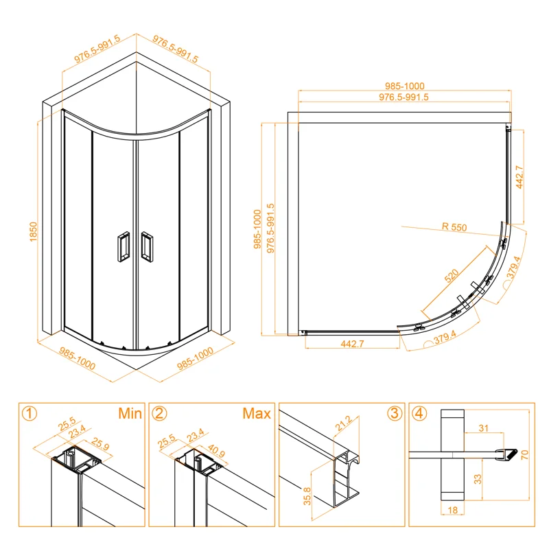 Душевой уголок RGW Classic CL-54 100х100 32095400-11 профиль Хром стекло прозрачное