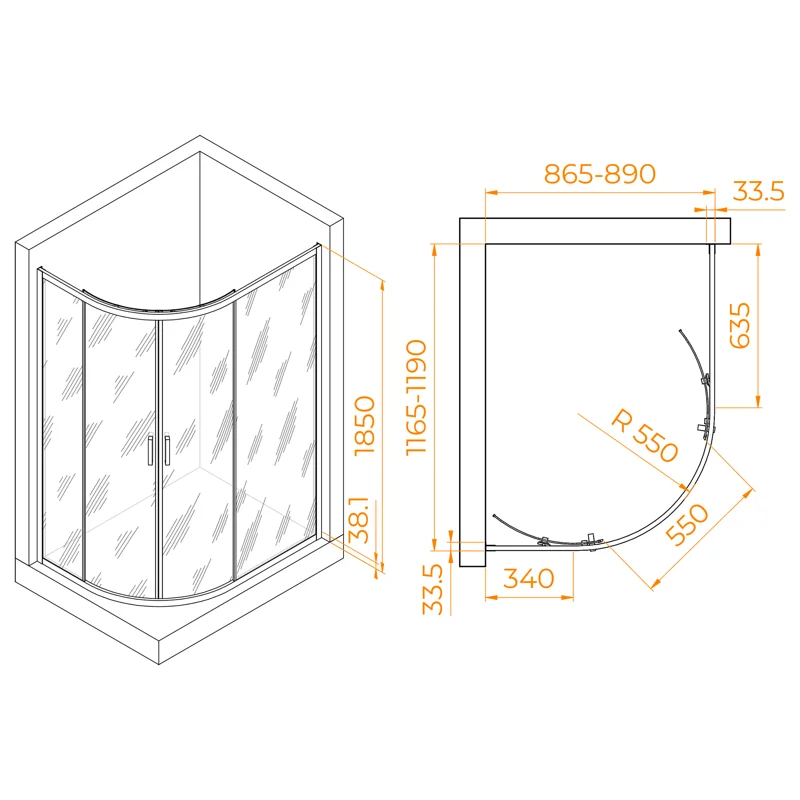 Душевой уголок RGW Passage PA-61 120х90 41086192-11 профиль Хром стекло прозрачное