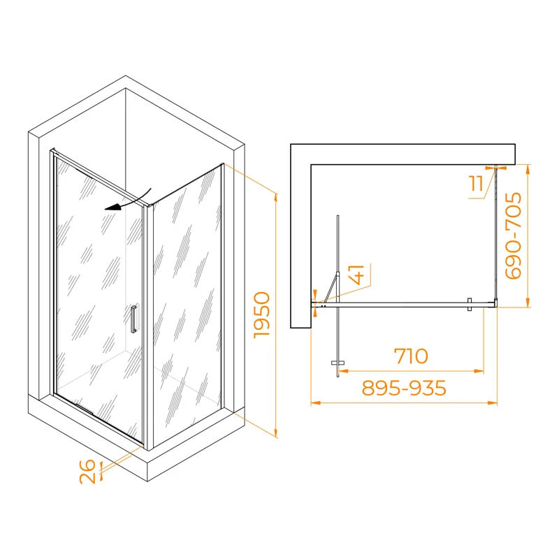 Душевой уголок RGW Stilvoll 703214597-14 90x70 стекло прозрачное 8 мм