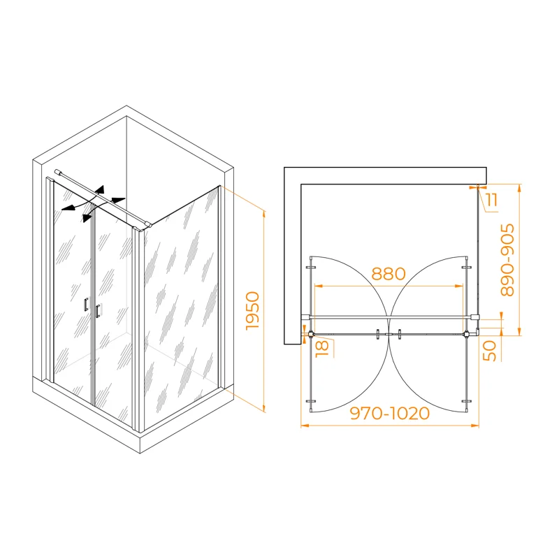 Душевой уголок RGW PA-144 (PA-104+Z-050-2+O-104)