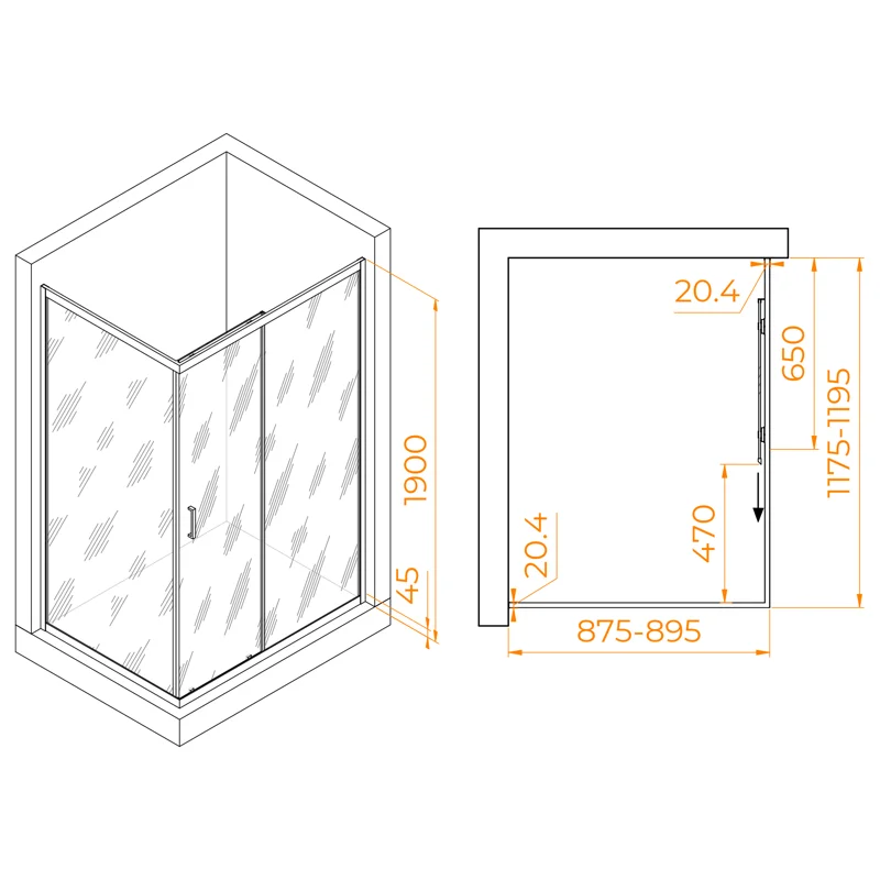 Душевой уголок RGW Passage 410824592-14 90x120 стекло прозрачное 6 мм
